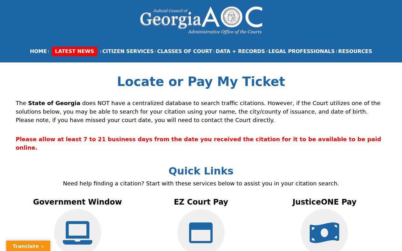 Terrell County traffic warrant Georgia citation locator guidance