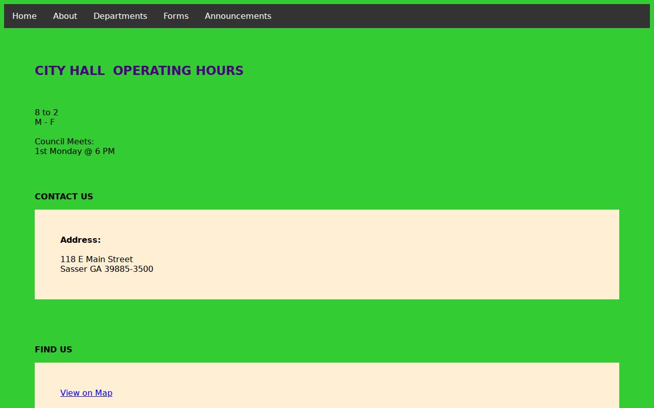 Sasser warrant search Town Hall contact page