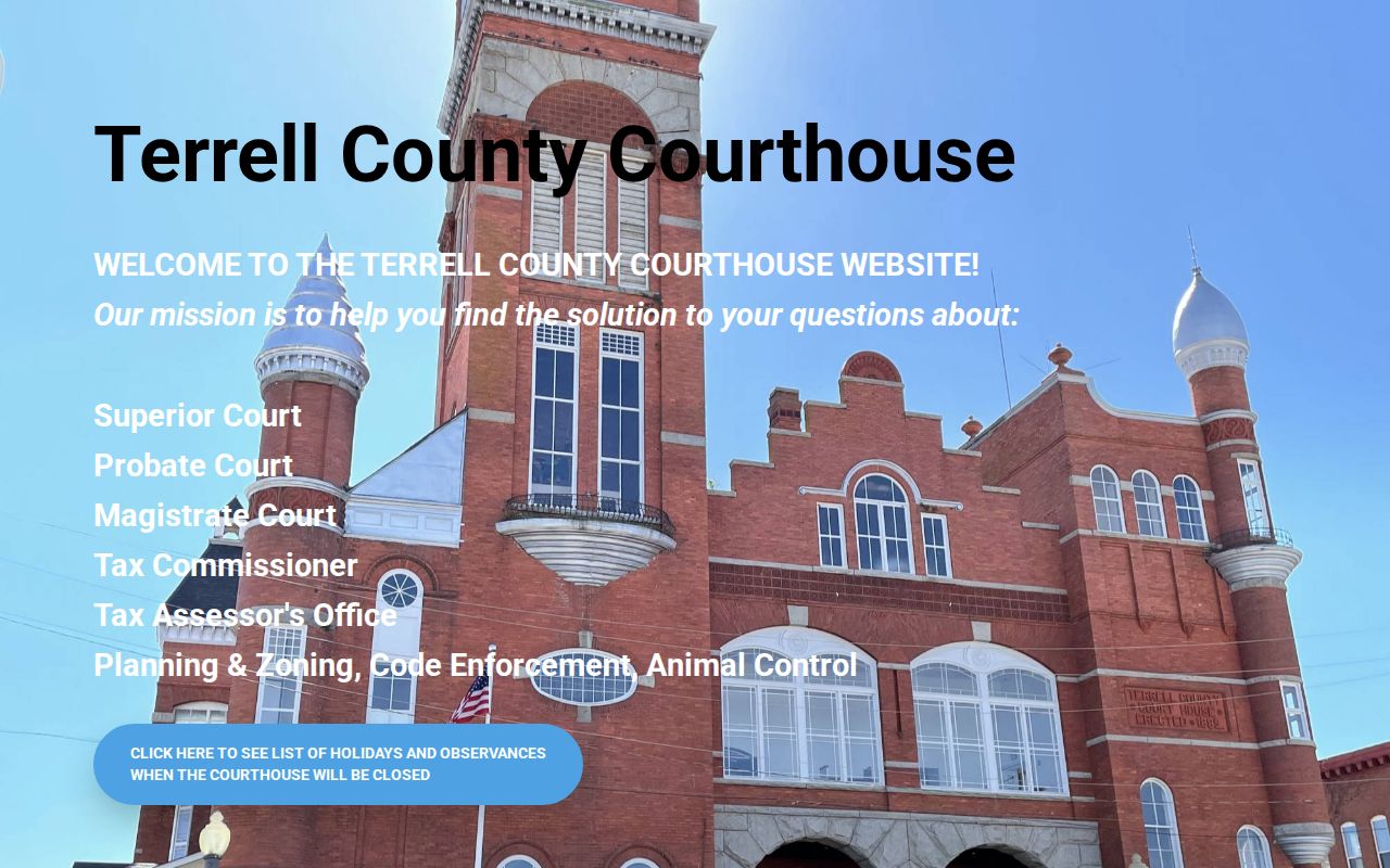 Official Terrell County courthouse office hub