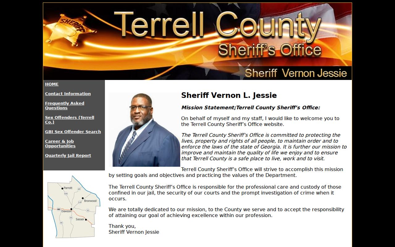 Terrell County Sheriff official website navigation